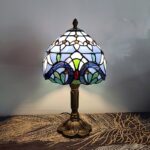 Lampe de bureau en verre style Tiffany bleue