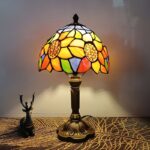Lampe de bureau en verre style Tiffany orange tournesols