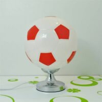 Lampe de bureau ballon de foot rouge et blanc pied argenté