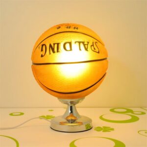 Lampe de bureau ballon de basket orange pied argenté