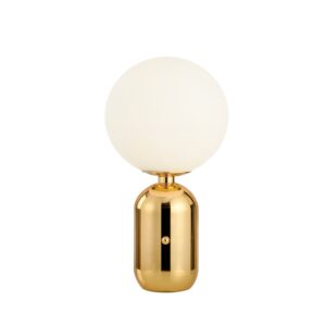 Lampe de chevet en forme de boule dorée à design nordique moderne sur fond blanc
