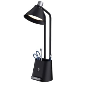 Lampe de bureau noire avec porte stylo