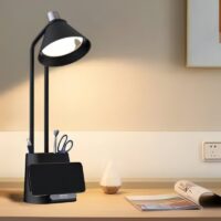 Lampe de bureau noire avec porte stylo