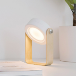 Lampe de bureau LED pliables avec poignée en bois, effet lanterne