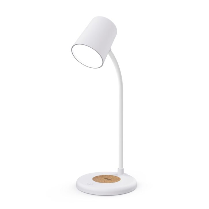 Lampe de bureau LED à chargement sans fil QI 10W sur fond blanc