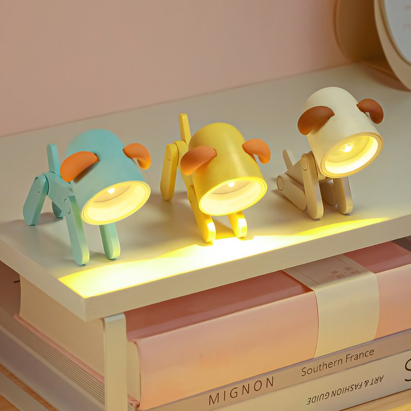 Lampe de bureau enfant LED à pile chien coloré