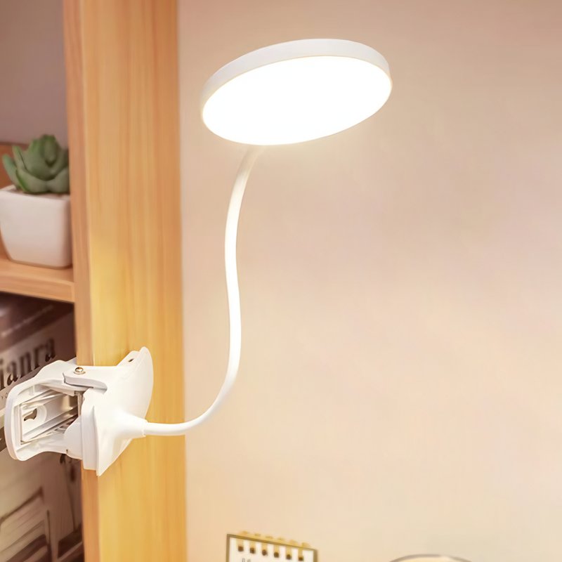 Lampe de bureau à pince blanche rechargeable USB