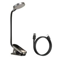Lampe de bureau à pince noire USB et flexible