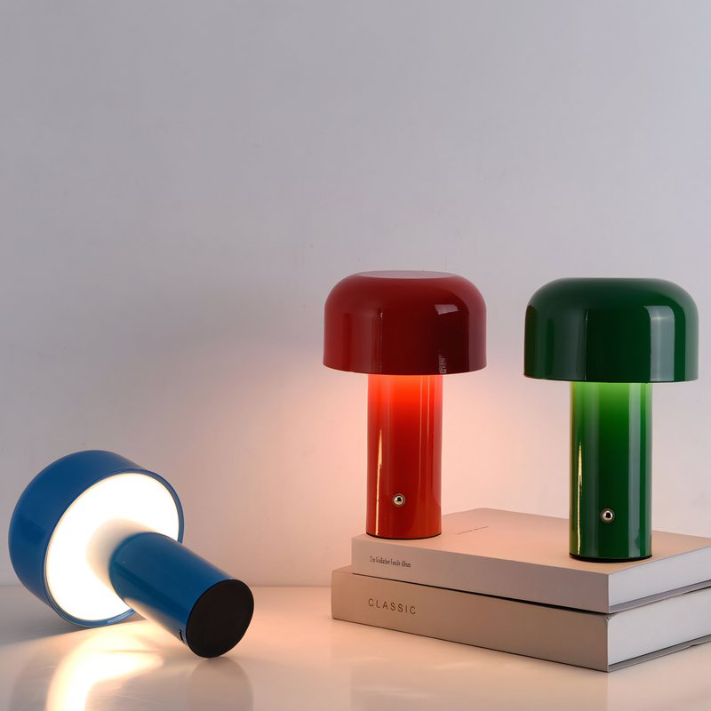 Lampe de bureau bleue rechargeable LED champignon
