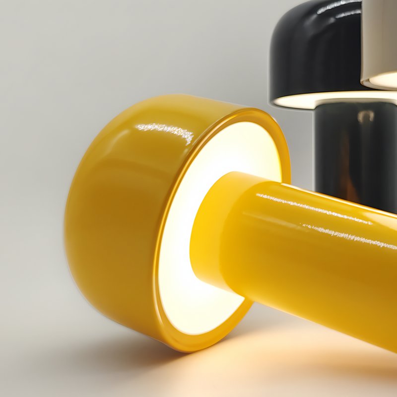 Lampe de bureau jaune rechargeable LED champignon