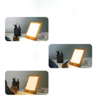 Lampe de bureau luminothérapie LED aspect bois