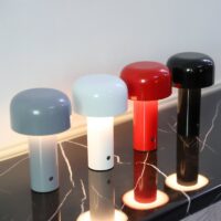 Lampe de bureau noire rechargeable LED champignon
