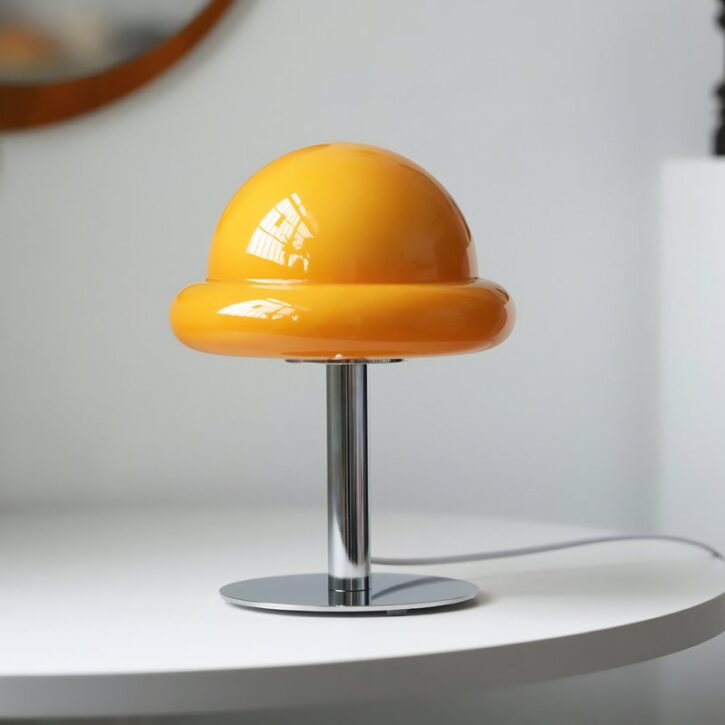Lampe de bureau orange USB en verre design italien