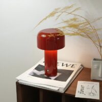 Lampe de bureau rouge rechargeable LED champignon